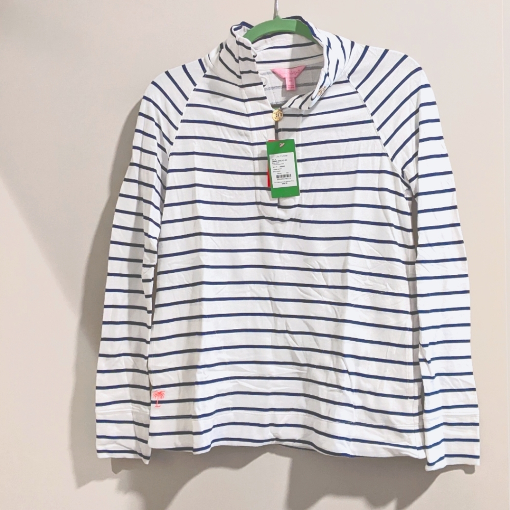 NWT: Lilly Pulitzer Windsor Pullover - White & Navy Stripe - XS